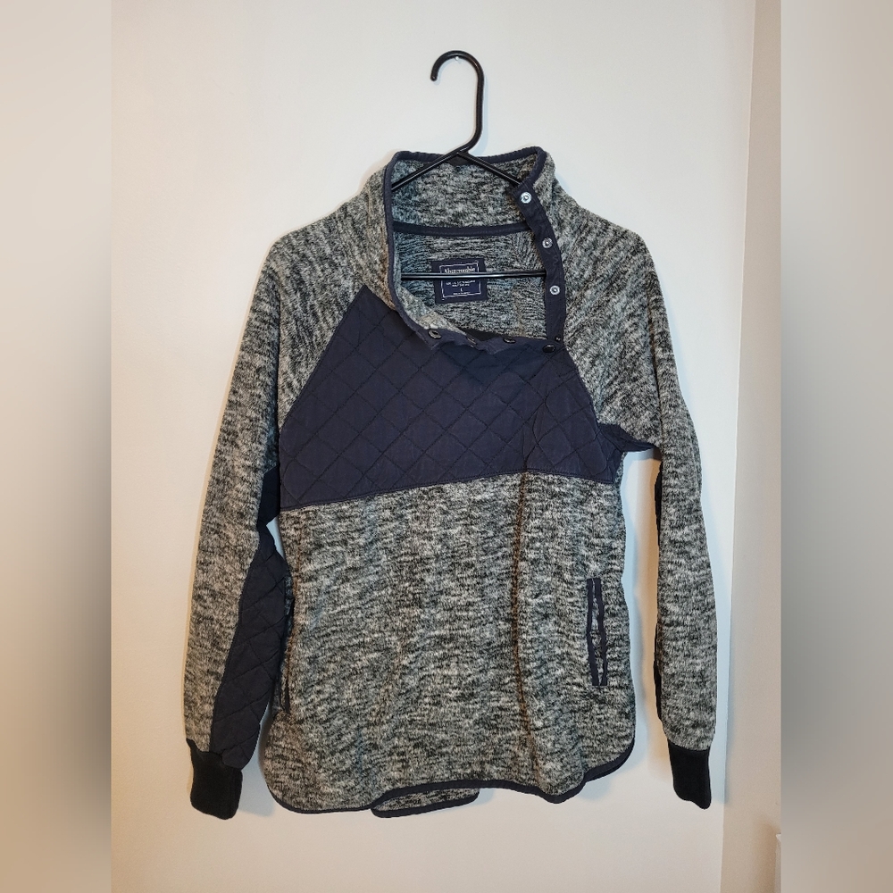 Abercrombie and Fitch Gray/Black Asymmetrical Pullover
